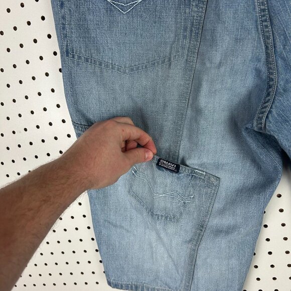 Den'em‎ Jenz Denim Y2K Cargo Jean Shorts Size 36 Light Wash Work Wear Skate Blue - Picture 3 of 8